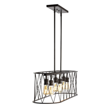 Marion 37.75" Adjustable Iron Farmhouse Rustic LED Dimmable Pendant - JONATHAN Y